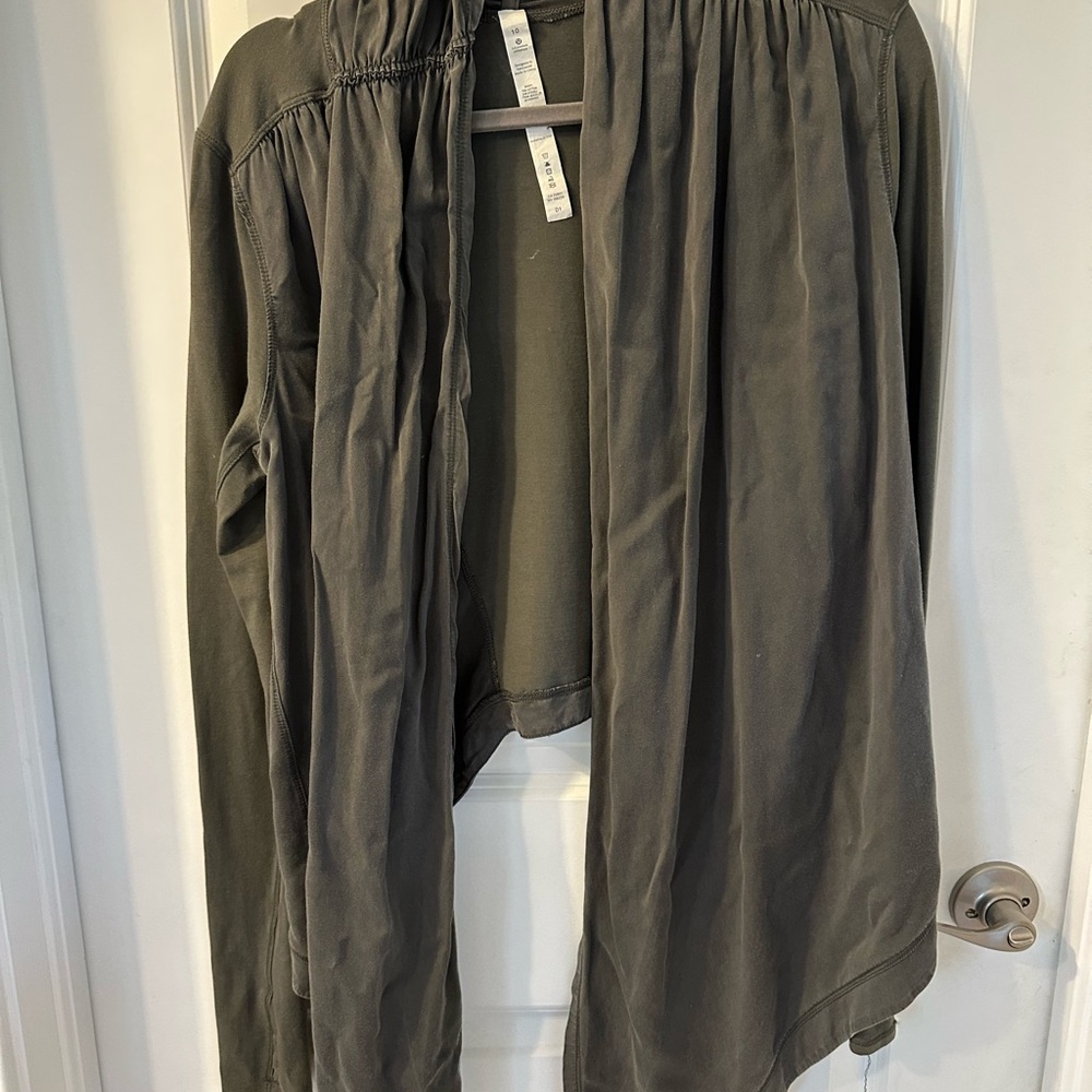 Lululemon Grey/Olive Open Front Cardigan, Size 10